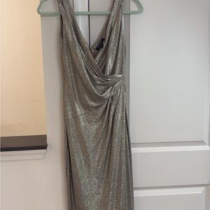 Polo by Ralph Lauren Shimmering Silver High Low Dress